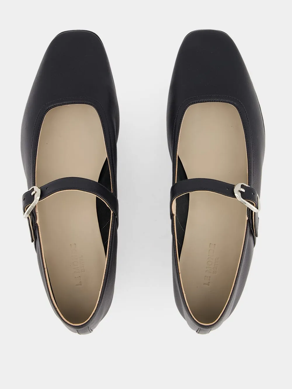 Black Leather Mary Jane Flats