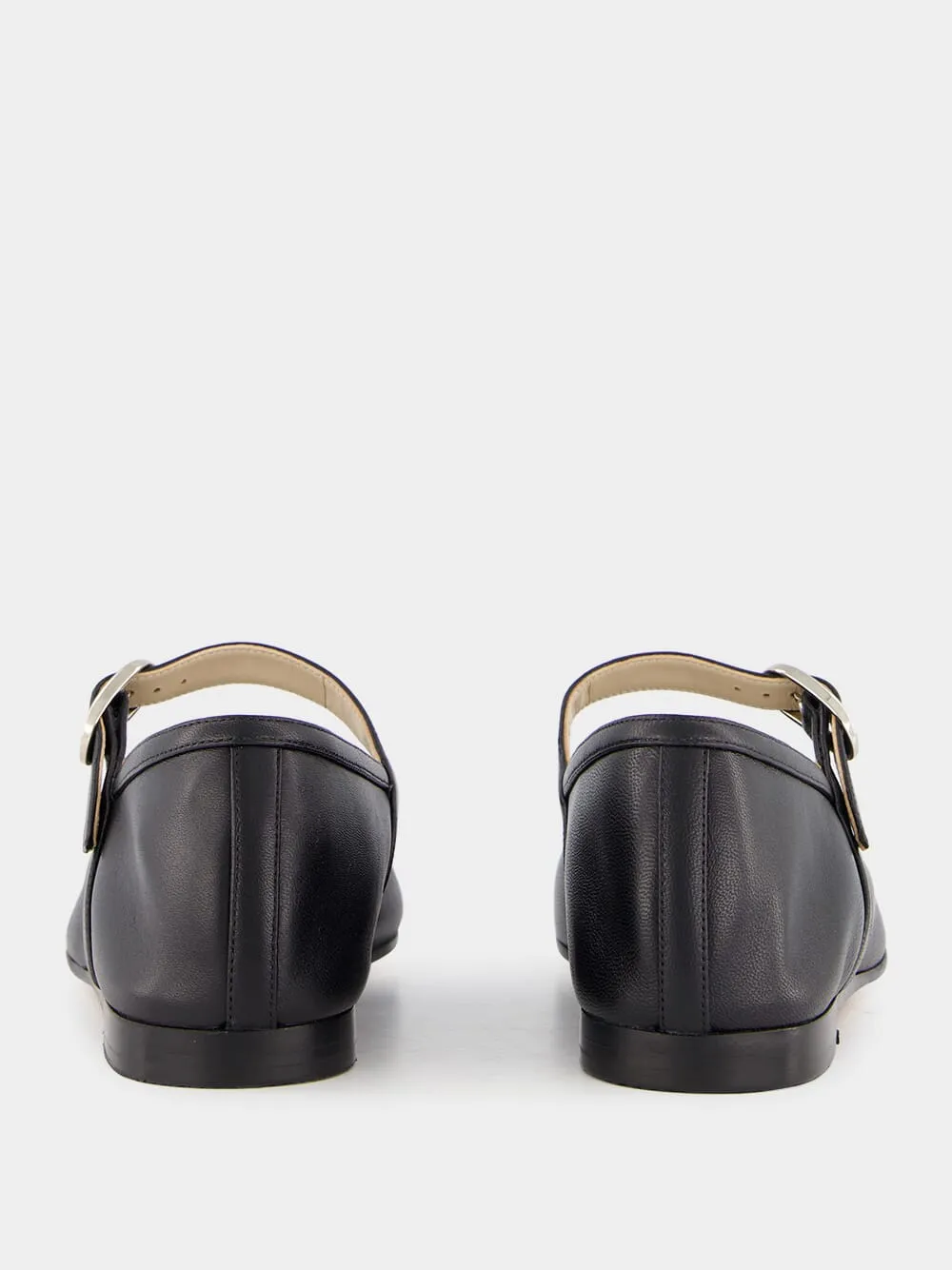 Black Leather Mary Jane Flats