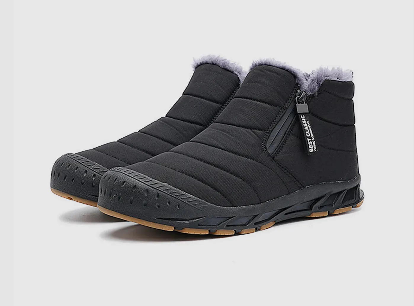 FitVille Men's Retro Round Toe Snow Boots