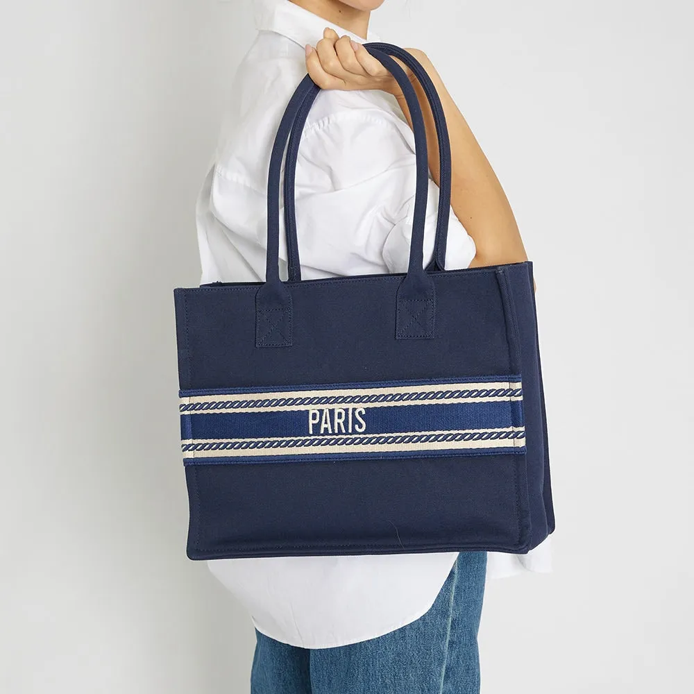 Hotel Tote in Navy Canvas
