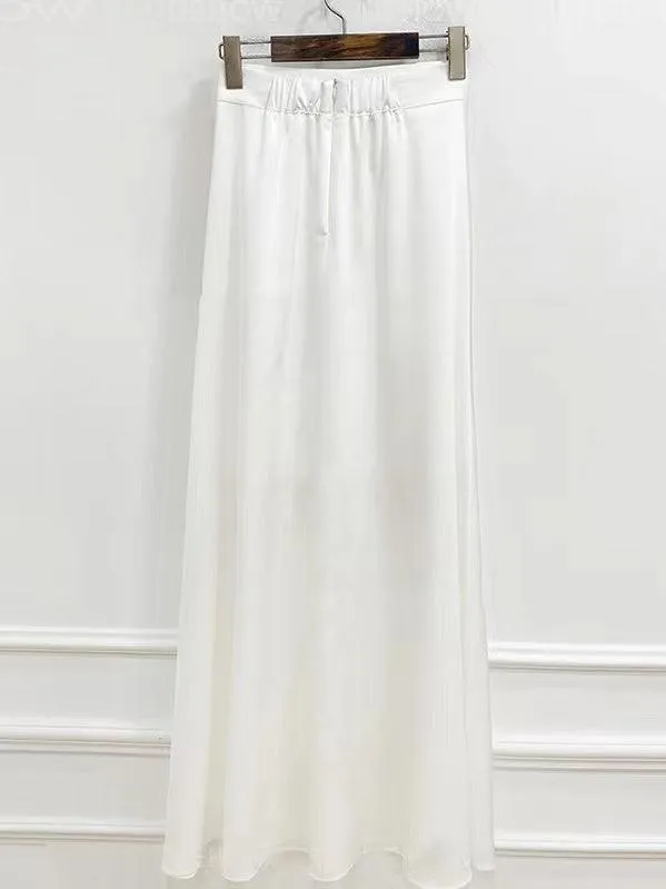 JOSKAA 2024 New Skirt Fashion Soft Dilk Comfy A-line Skirt