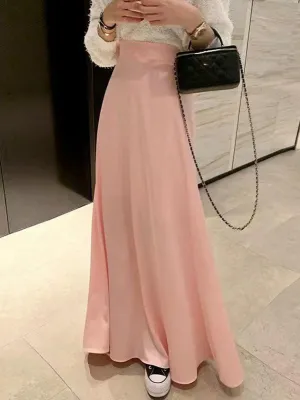 JOSKAA 2024 New Skirt Fashion Soft Dilk Comfy A-line Skirt