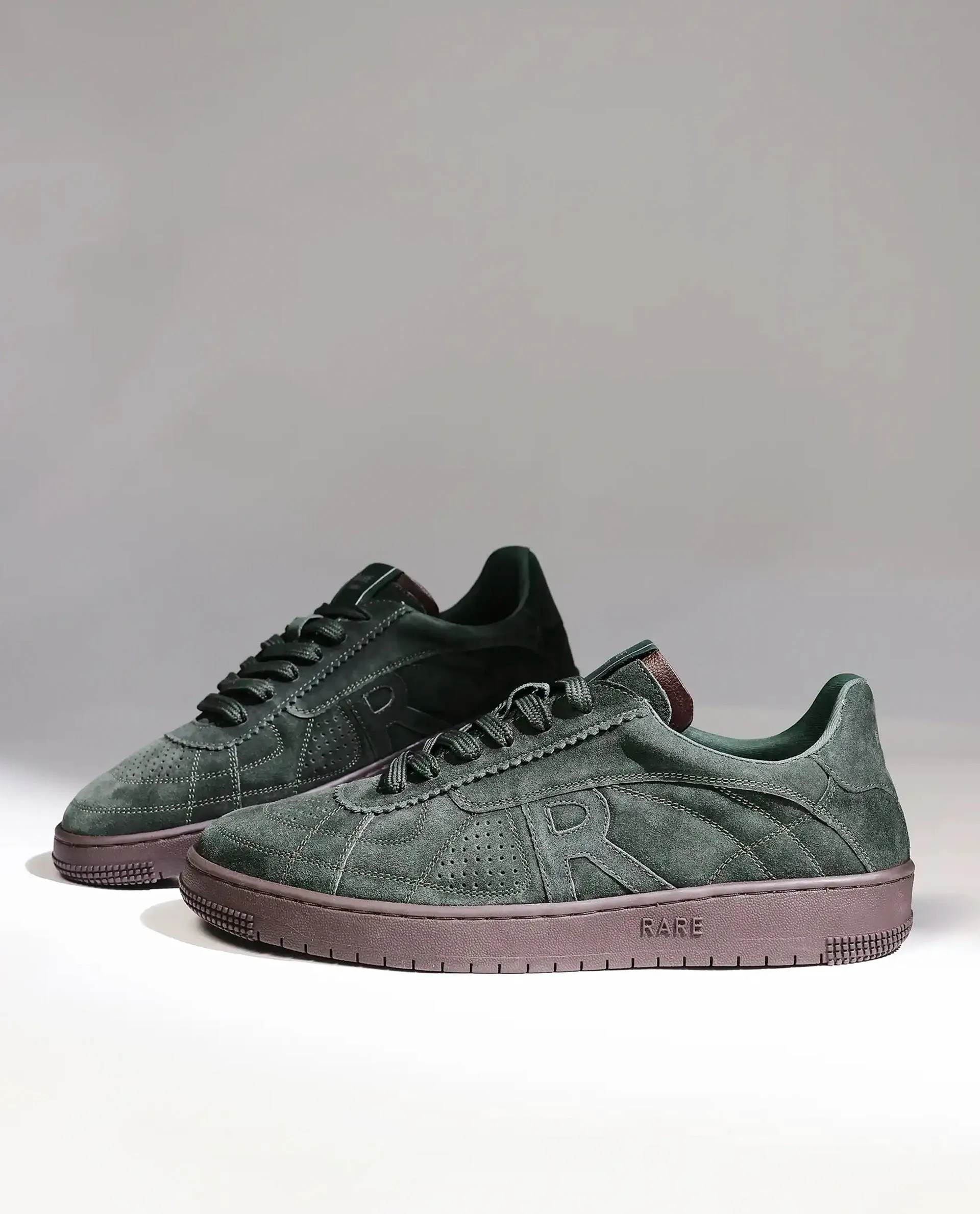 Rare Rabbit Men's Ragno Green Genuine Suede Leather Low-Top Lace Up Sneaker Shoes
